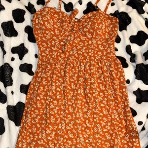 Orange Tie front dress